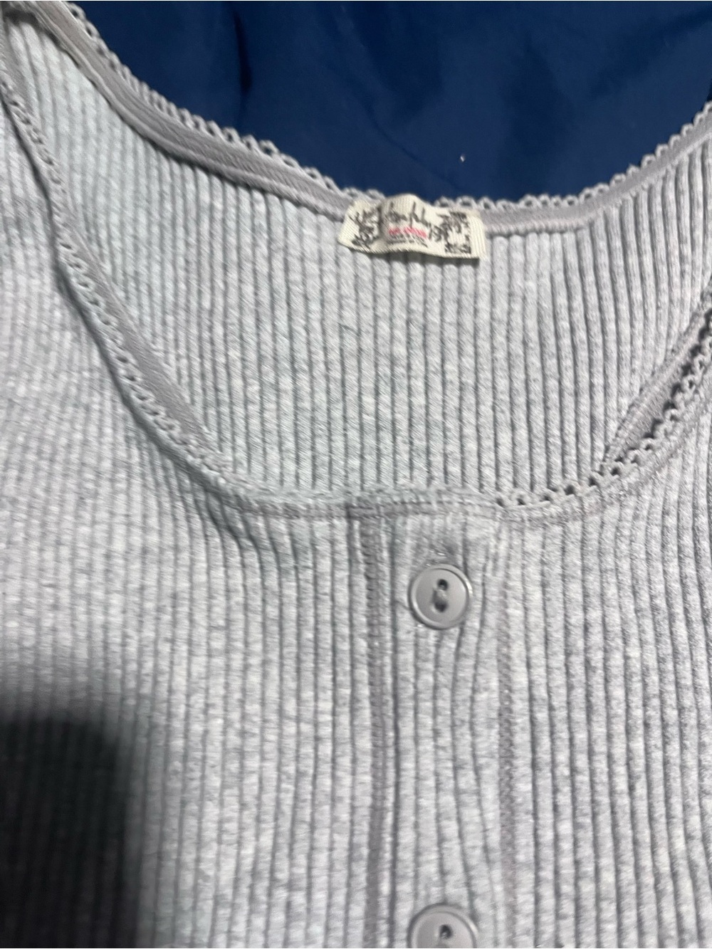 Free People Button-Front Ribbed Tank - Light Gray - Picture 4 of 5